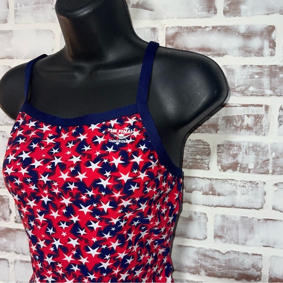 Red and White One Piece Swimsuit with Classic Silhouette medium - Picture 2 of 6